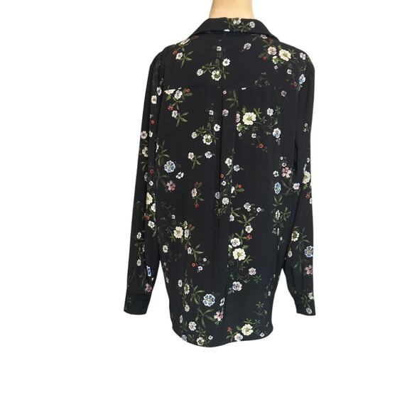 H&M black blue floral long sleeves button shirt size 10 - Picture 8 of 13